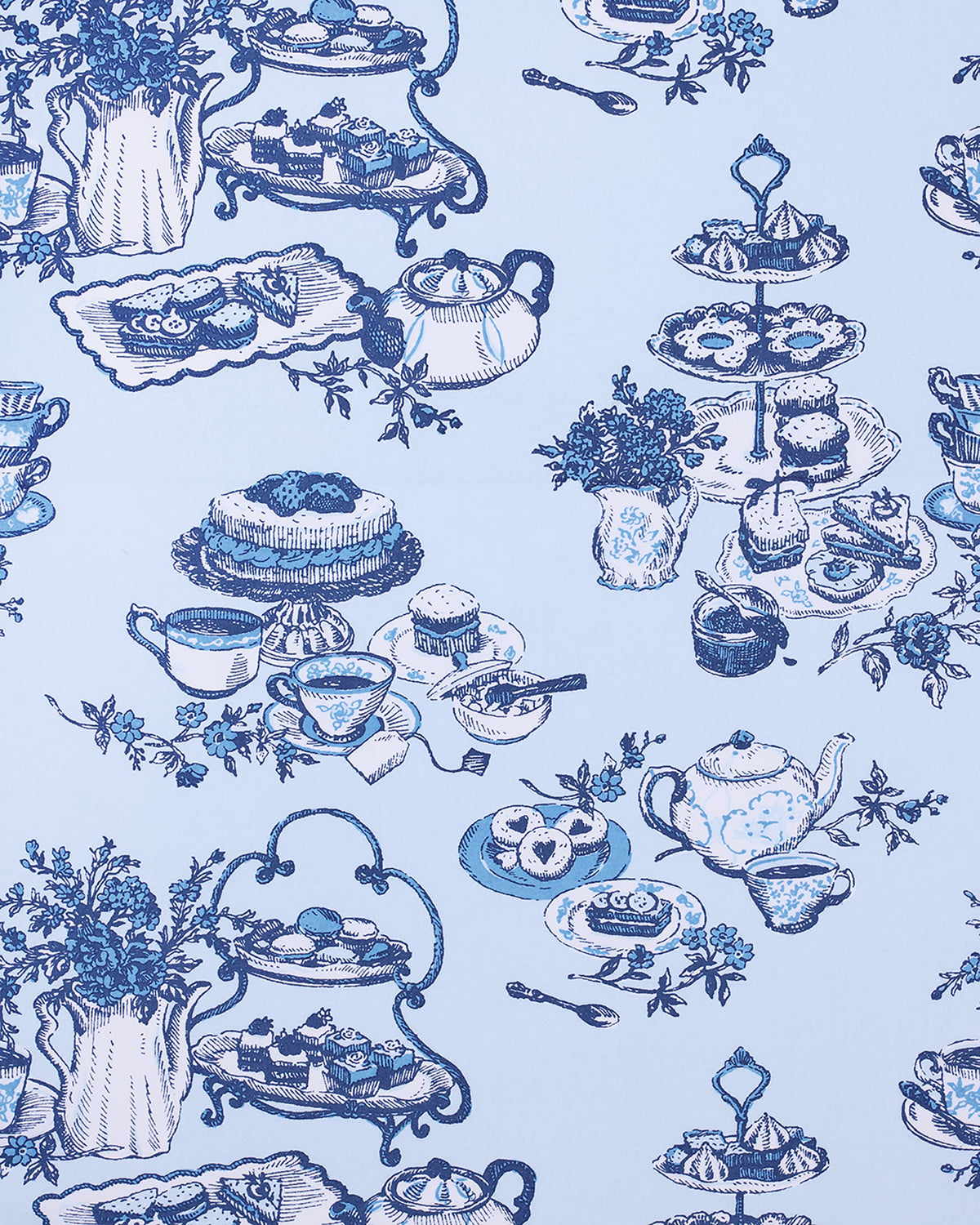 High Tea Toile - Tall PJ Pants - Notting Hill Blue