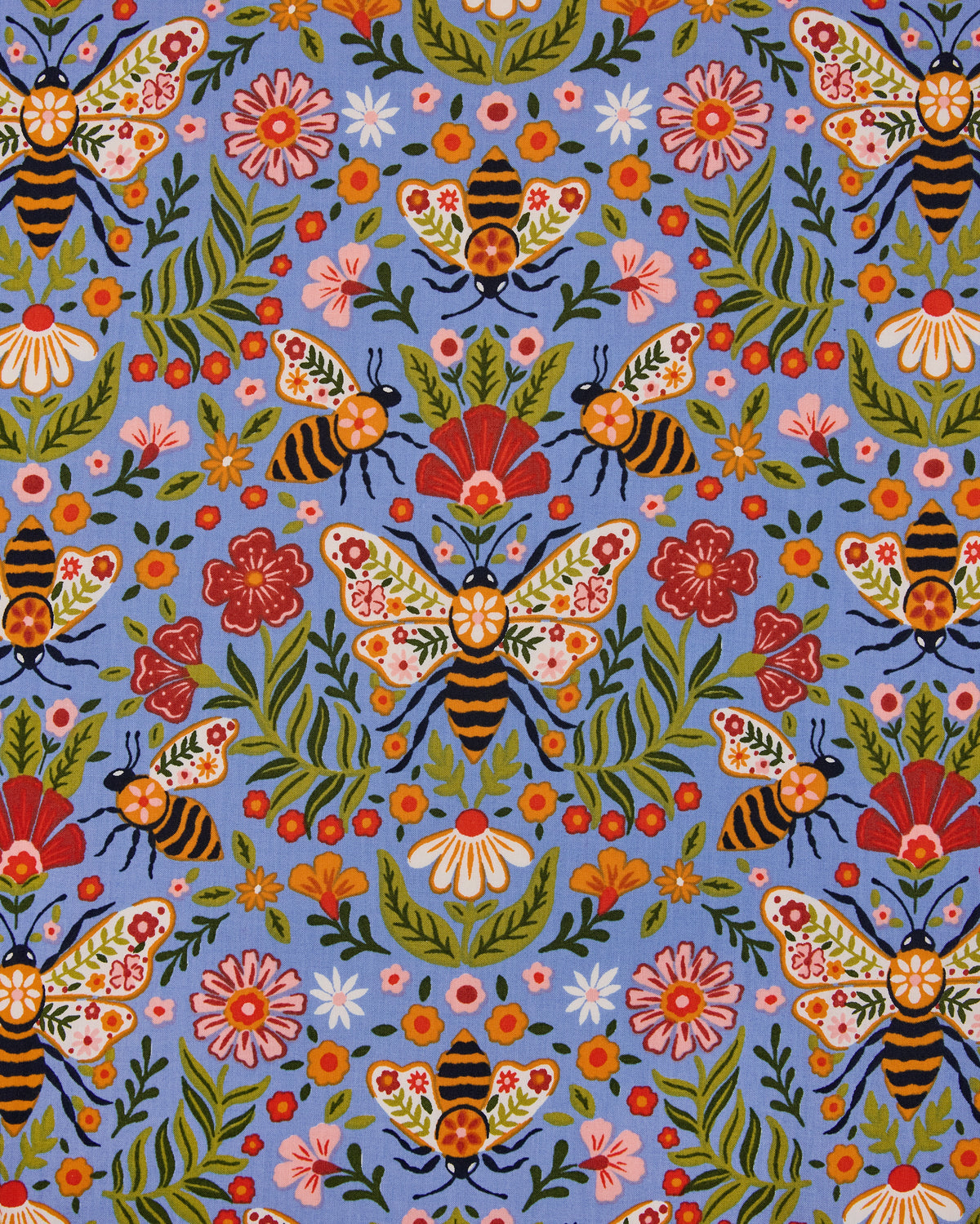 Bee Tapestry - Back To Bed Cropped Pant Set - Delphinium Blue