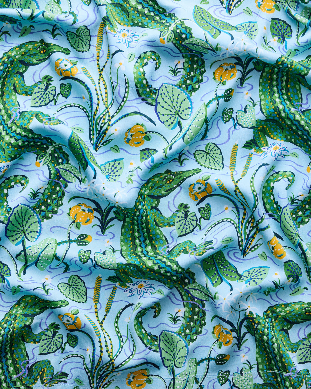 Gator Grove - Eco Satin Robe - Blue Lagoon