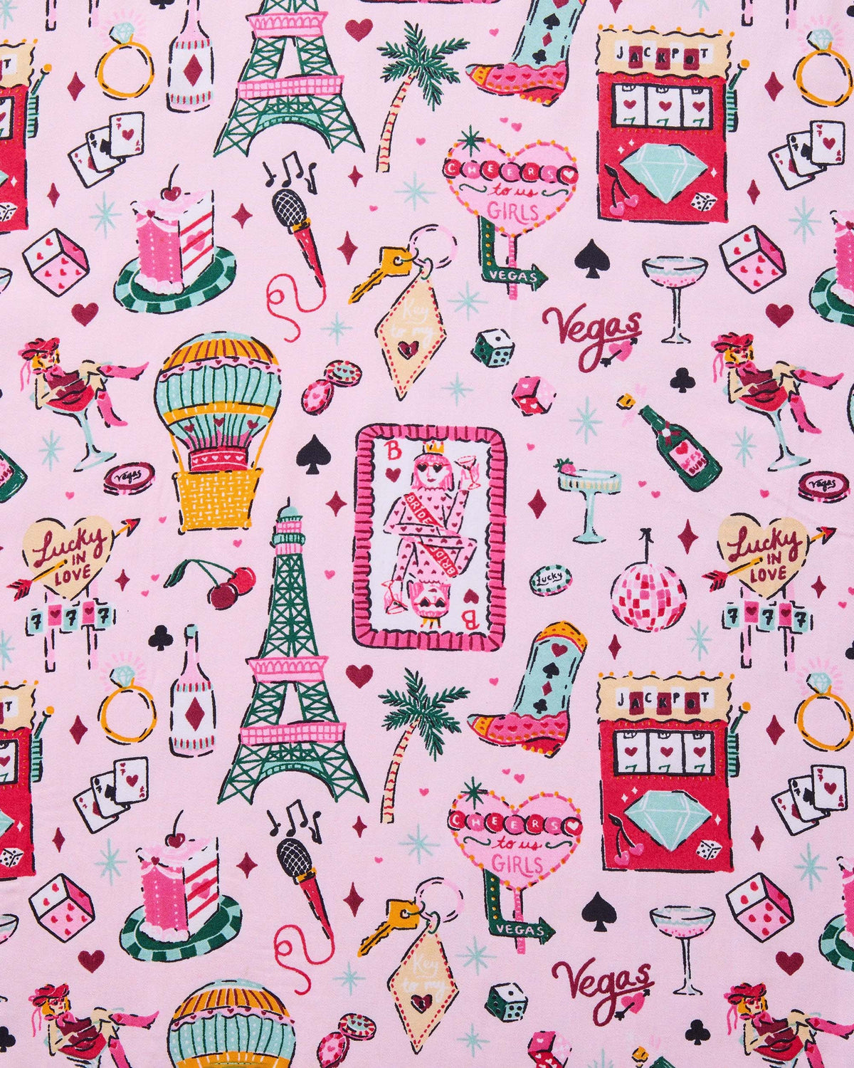 Viva Las Vegas - Eco Satin Robe - Lucky Pink