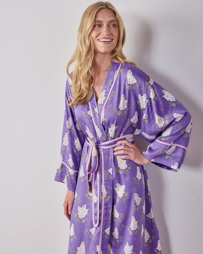 Gardening Ghosts - Eco Satin Robe - Eerie Amethyst