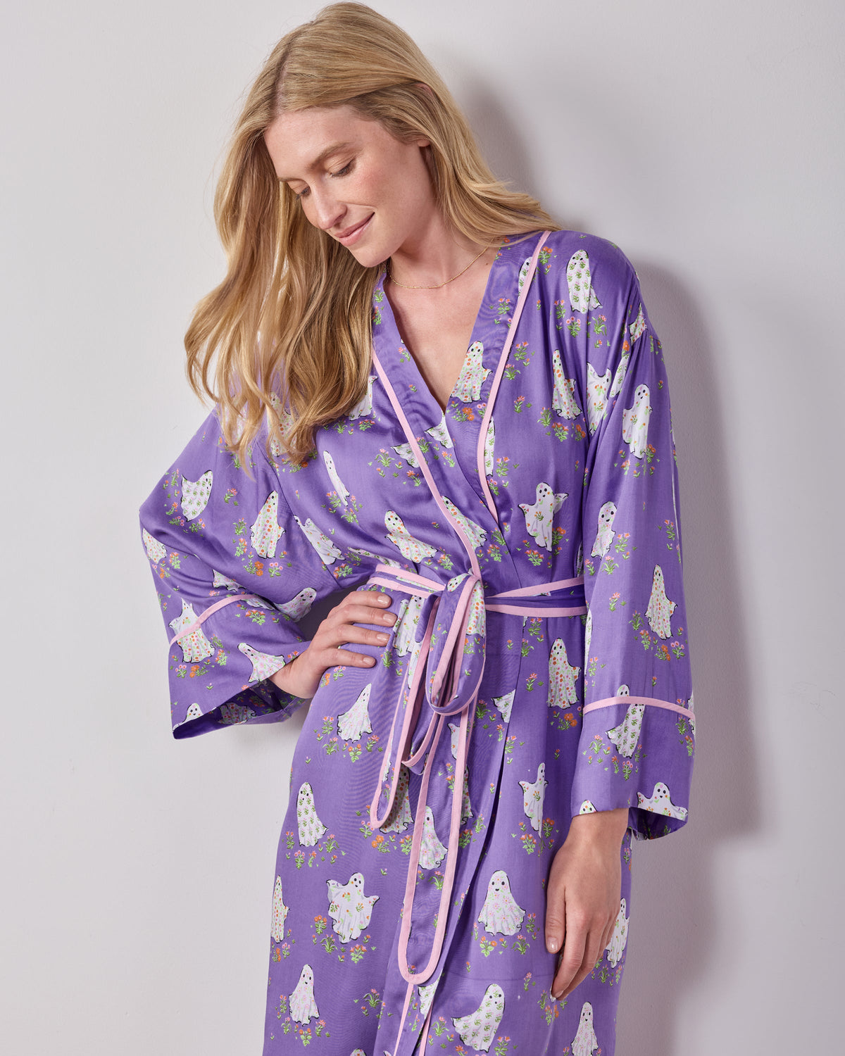 Gardening Ghosts - Eco Satin Robe - Eerie Amethyst