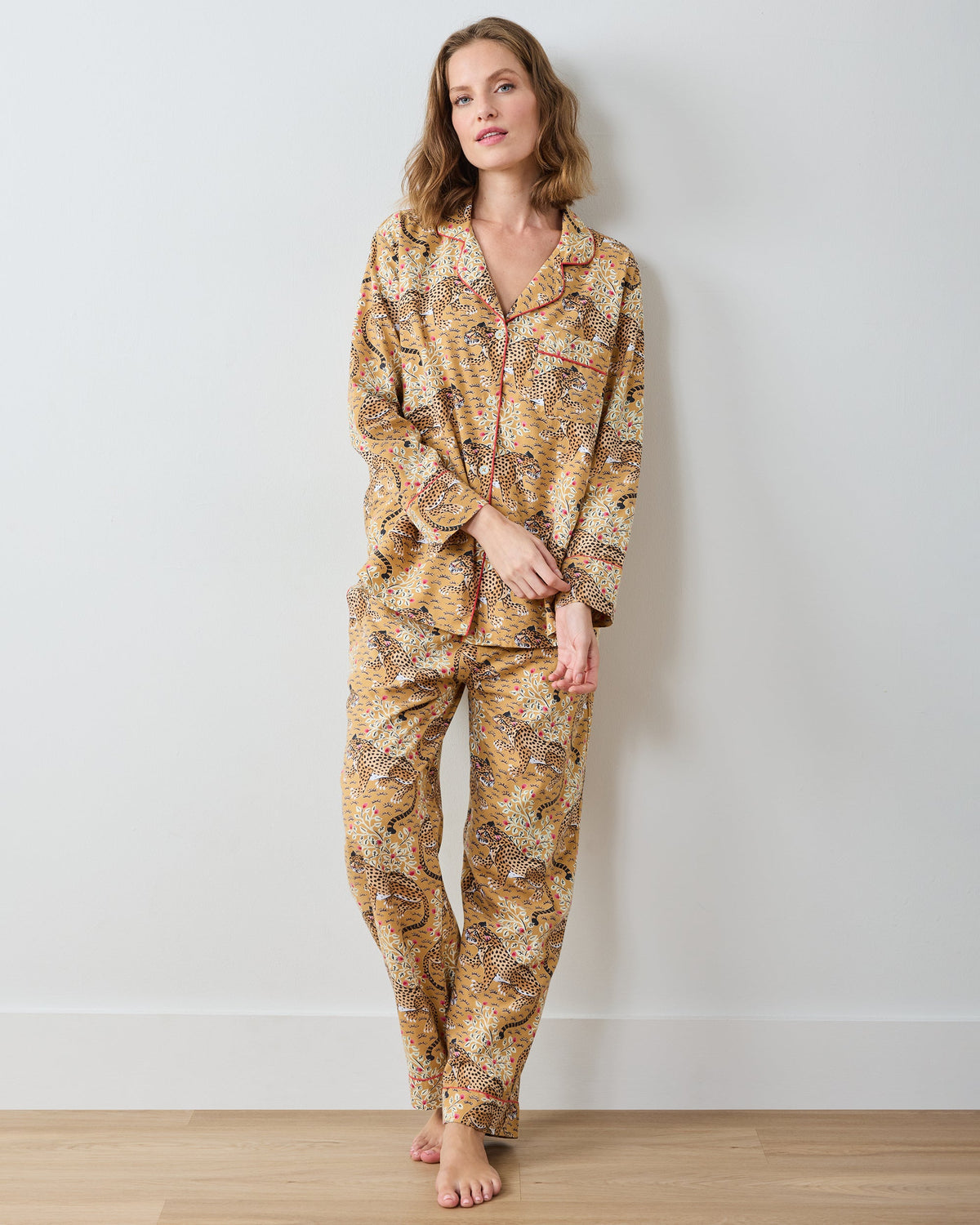 Bagheera - Tall Lightweight Flannel Long PJ Set - Tobacco