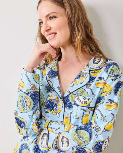 Champagne & Caviar - Petite Long PJ Set - Pale Blue