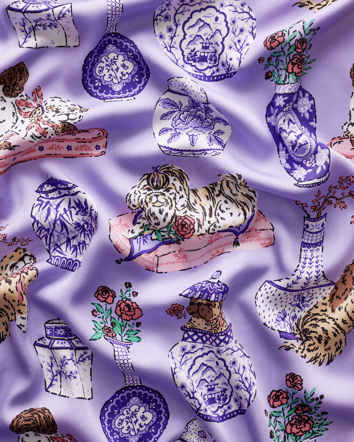 Fancy Dogs - Eco Satin Chic to Sleep Nightie & Robe Bundle - Lavender Glaze