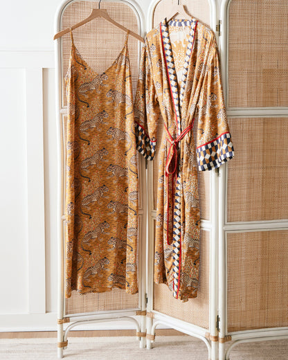 Bagheera - Eco Satin Chic to Sleep Nightie and Eco Satin Robe Set - Tobacco