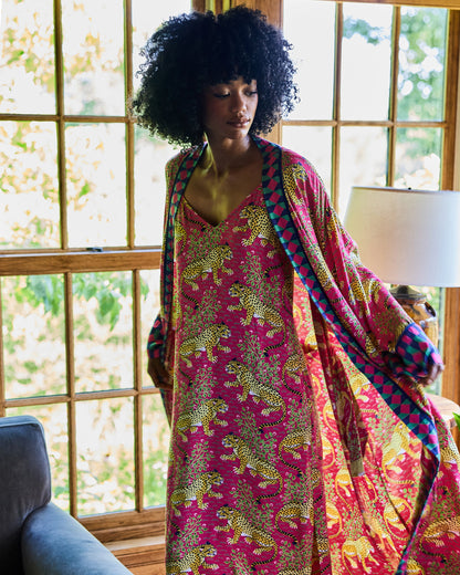 Bagheera - Eco Satin Robe - Hot Pink
