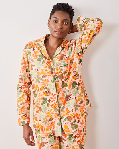 Hedgehog Forest - Tall Long PJ Set - Peach Leaf