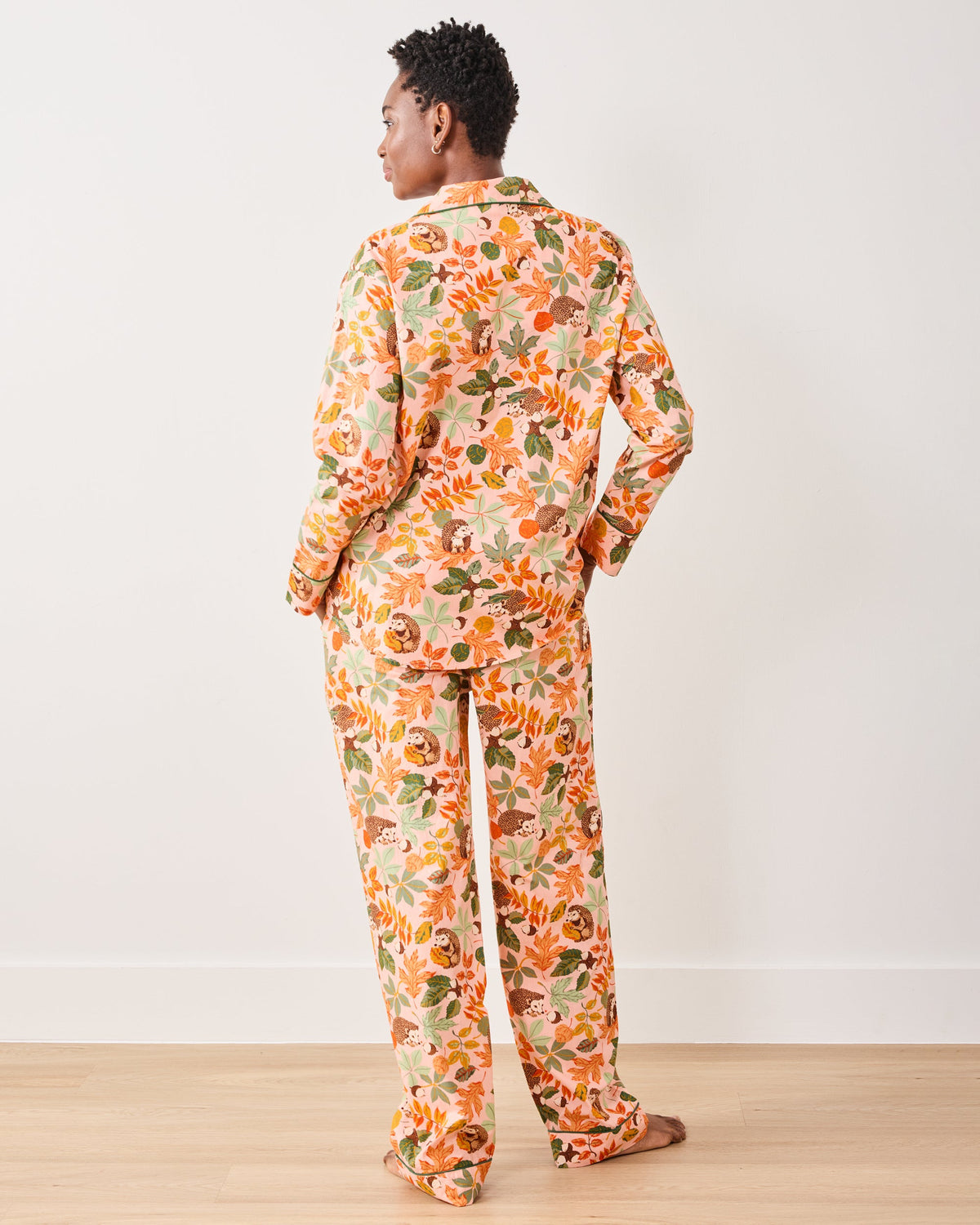 Hedgehog Forest - Tall Long PJ Set - Peach Leaf