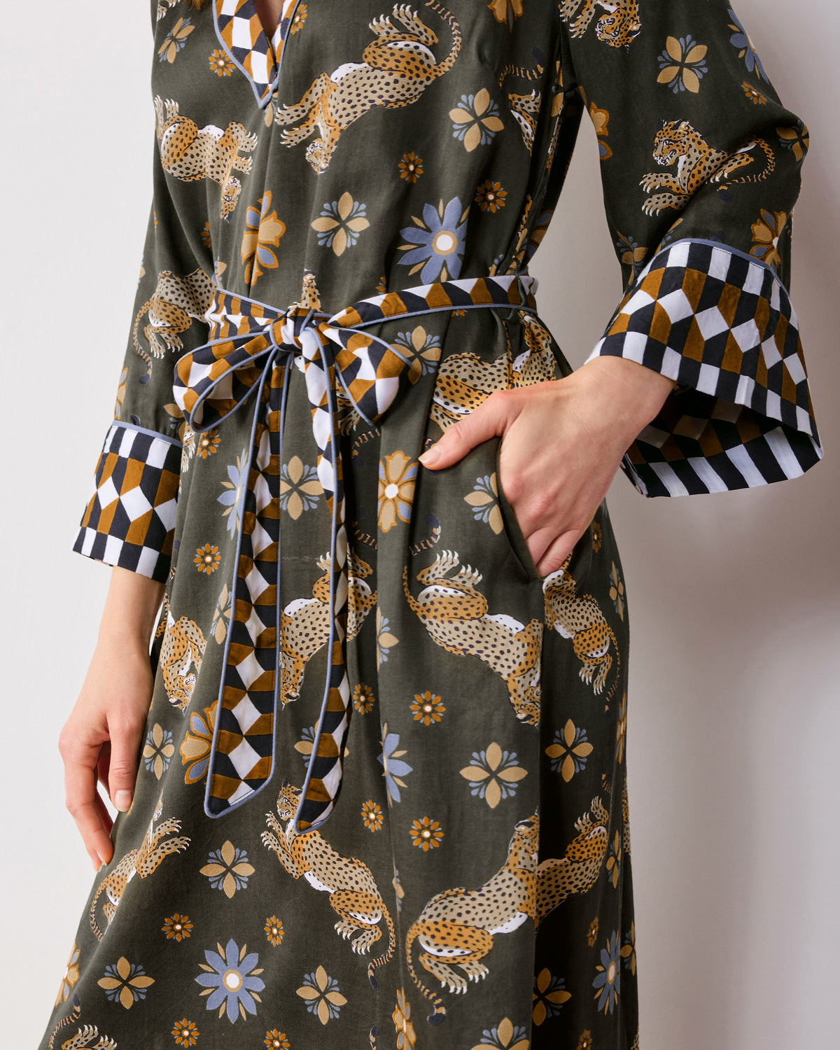 Bagheera Kaleidoscope - Eco Satin Kennedy Caftan - Olive