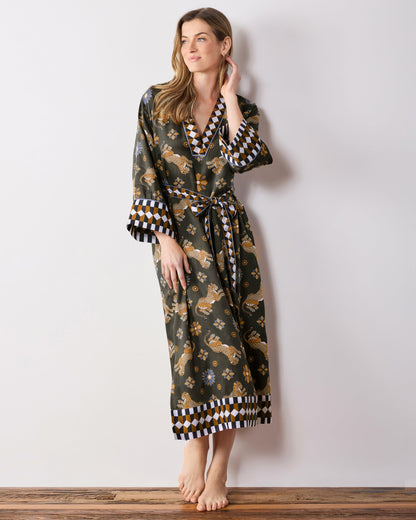 Bagheera Kaleidoscope - Eco Satin Kennedy Caftan - Olive