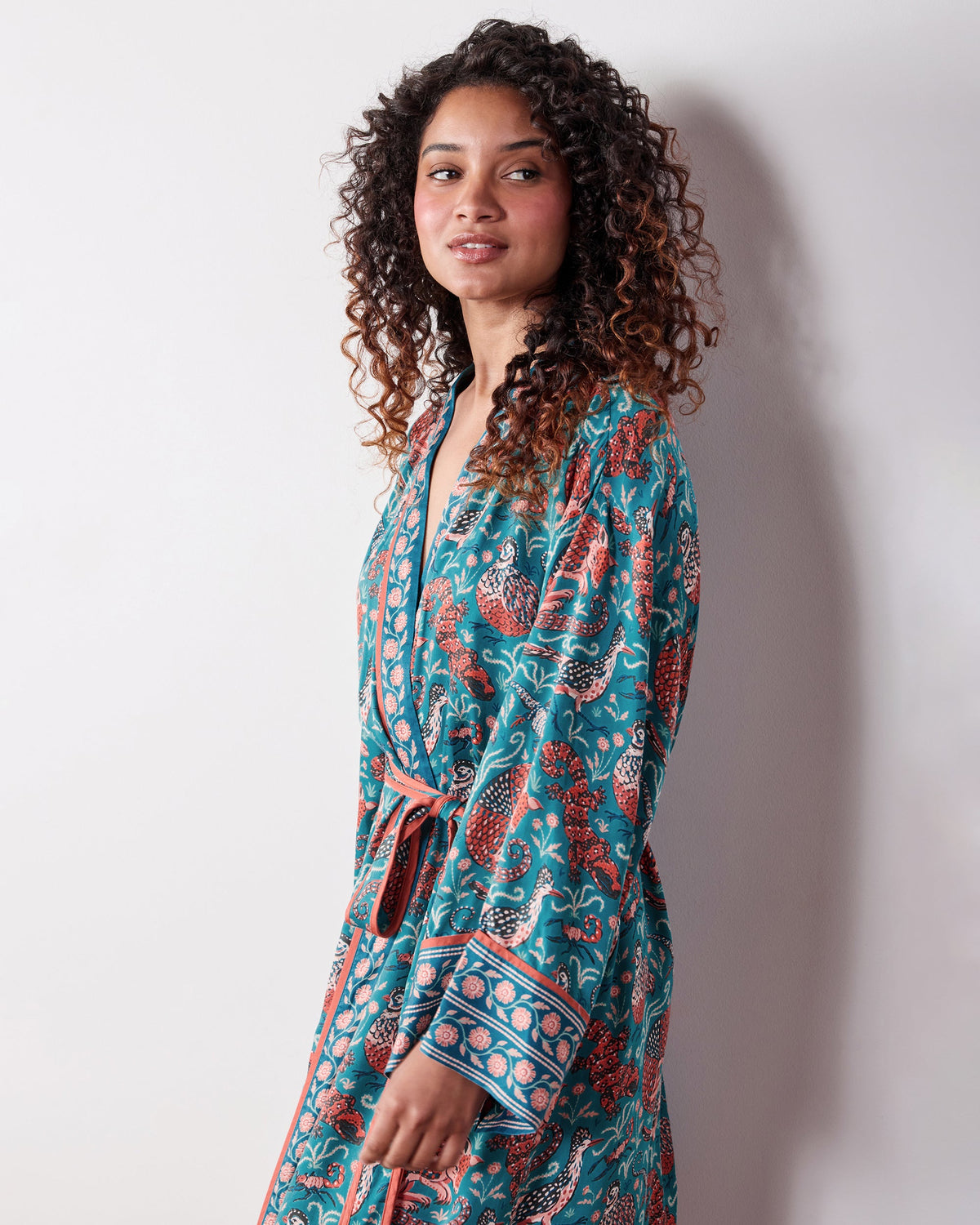 Canyon Critters - Eco Satin Robe - Teal