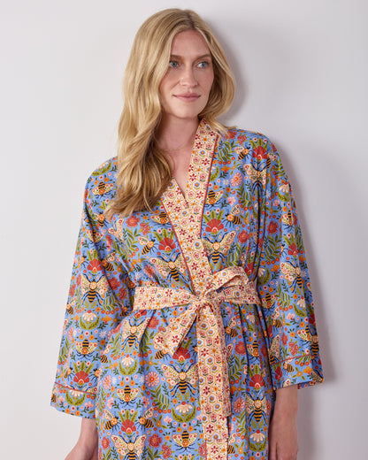 Bee Tapestry - Getting Ready Robe - Delphinium Blue