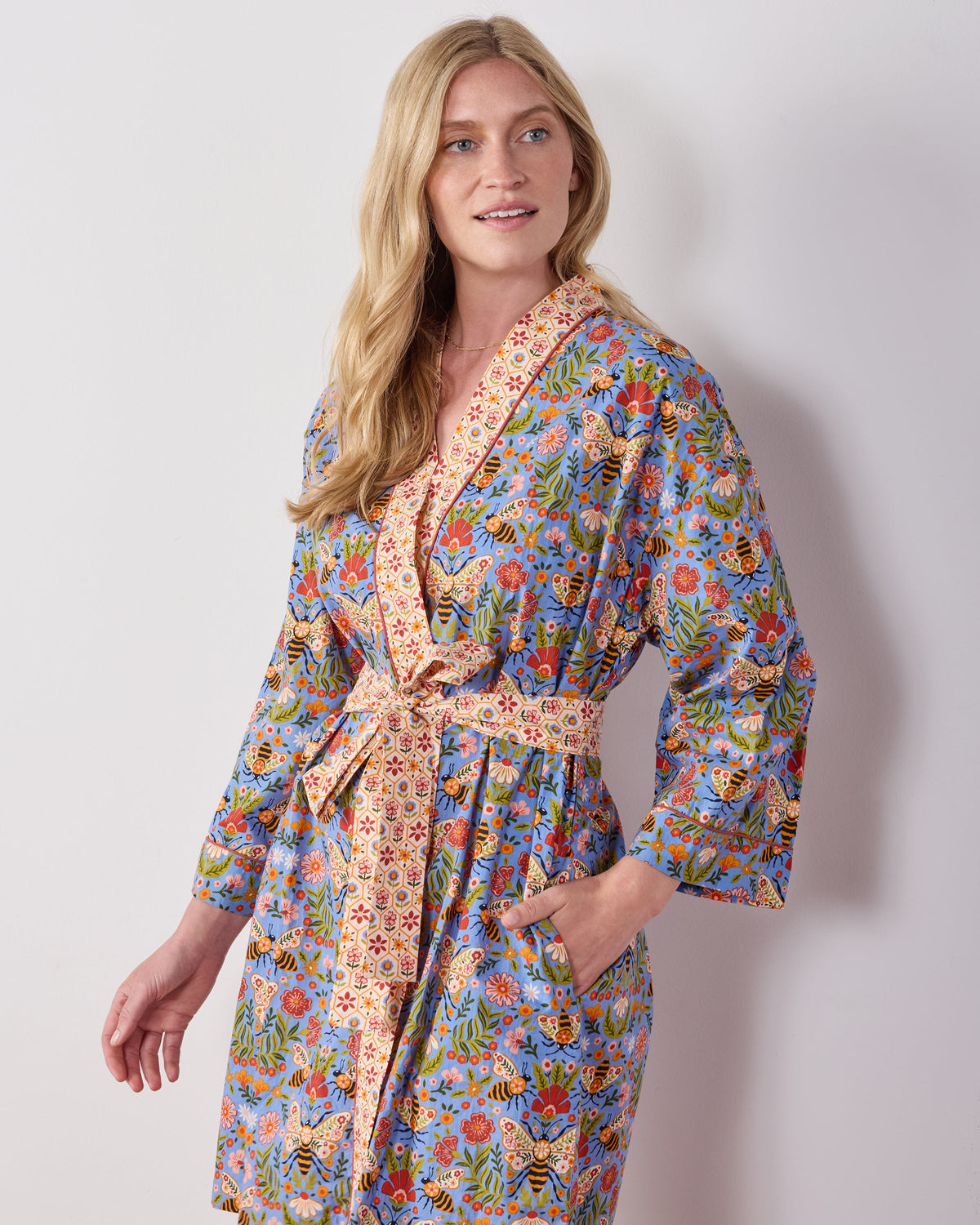 Bee Tapestry - Getting Ready Robe - Delphinium Blue