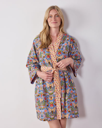 Bee Tapestry - Getting Ready Robe - Delphinium Blue