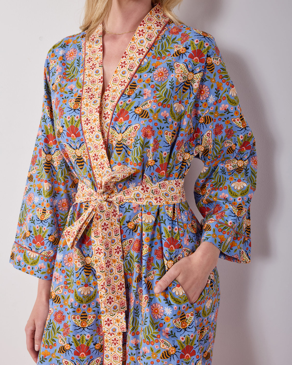 Bee Tapestry - Getting Ready Robe - Delphinium Blue