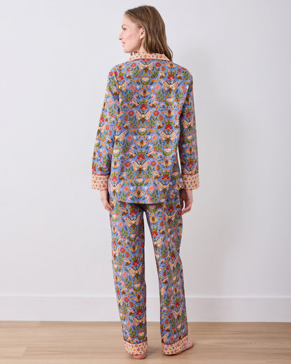 Bee Tapestry - Tall Long PJ Set - Delphinium Blue