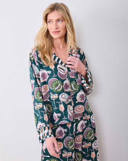 Champagne & Caviar - Tall Eco Satin Soho Set - Peacock Feather