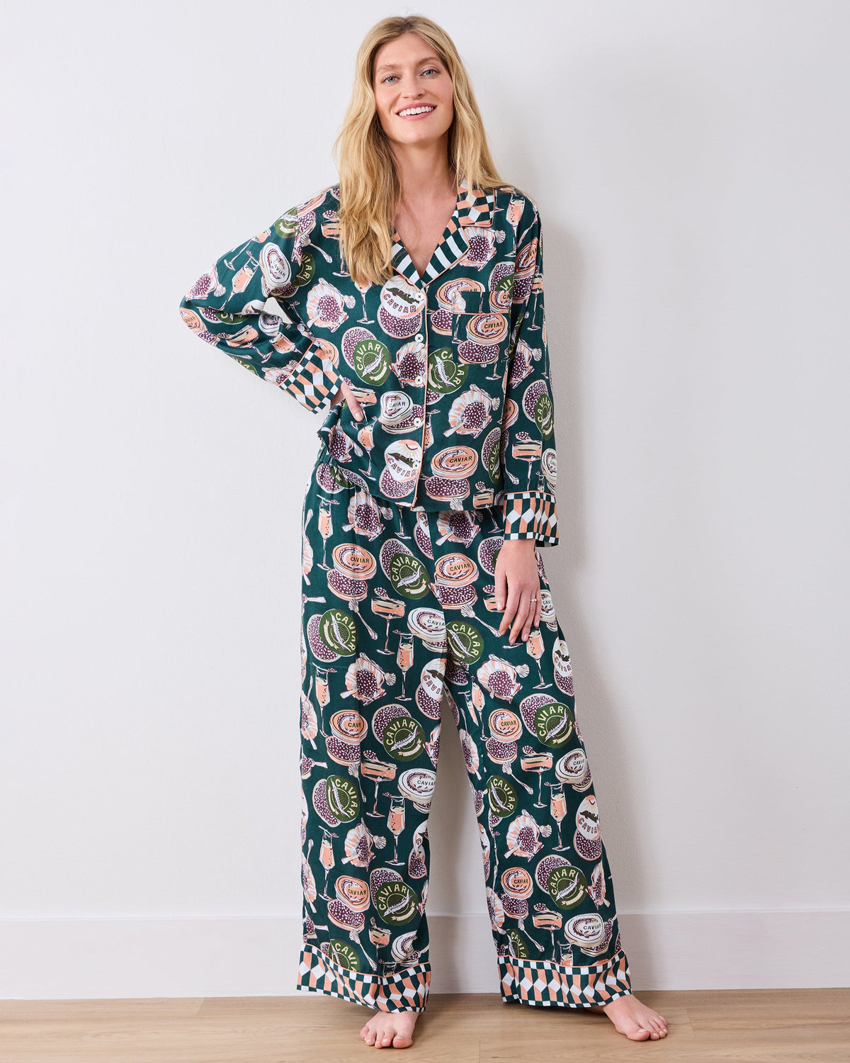 Champagne & Caviar - Tall Eco Satin Soho Set - Peacock Feather