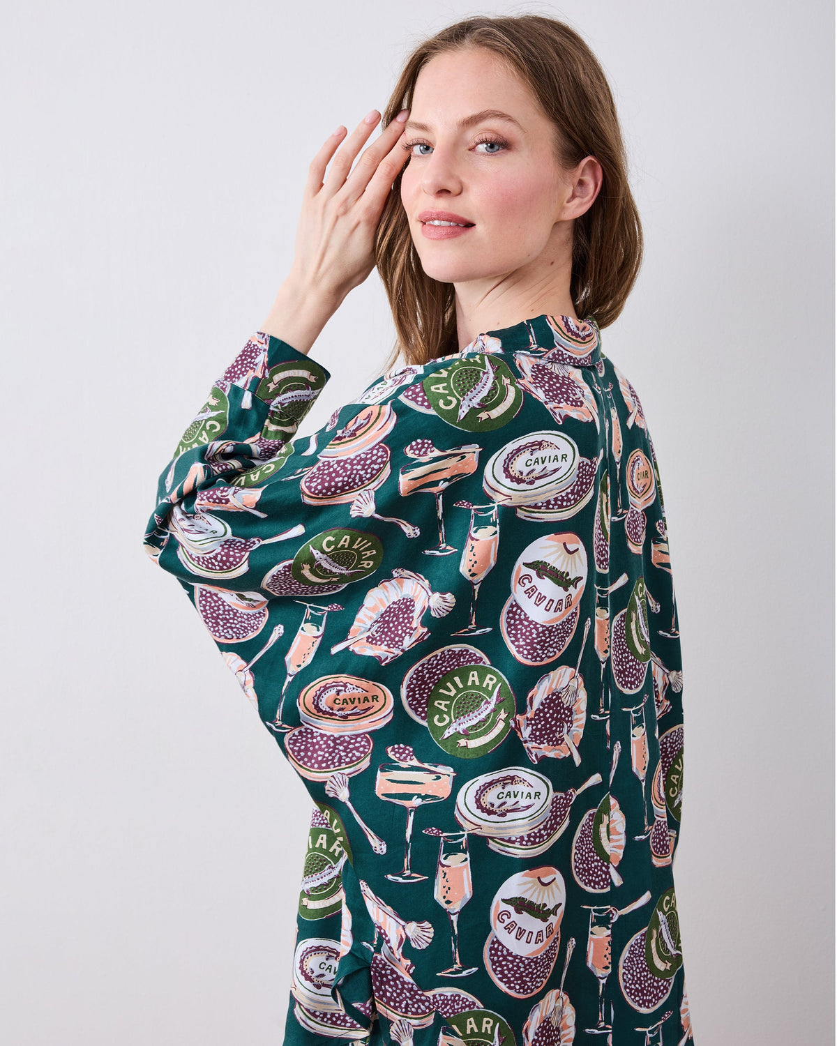 Champagne & Caviar - Tall Eco Satin Stevie Set - Peacock Feather