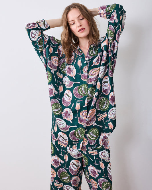 Champagne & Caviar - Tall Eco Satin Stevie Set - Peacock Feather