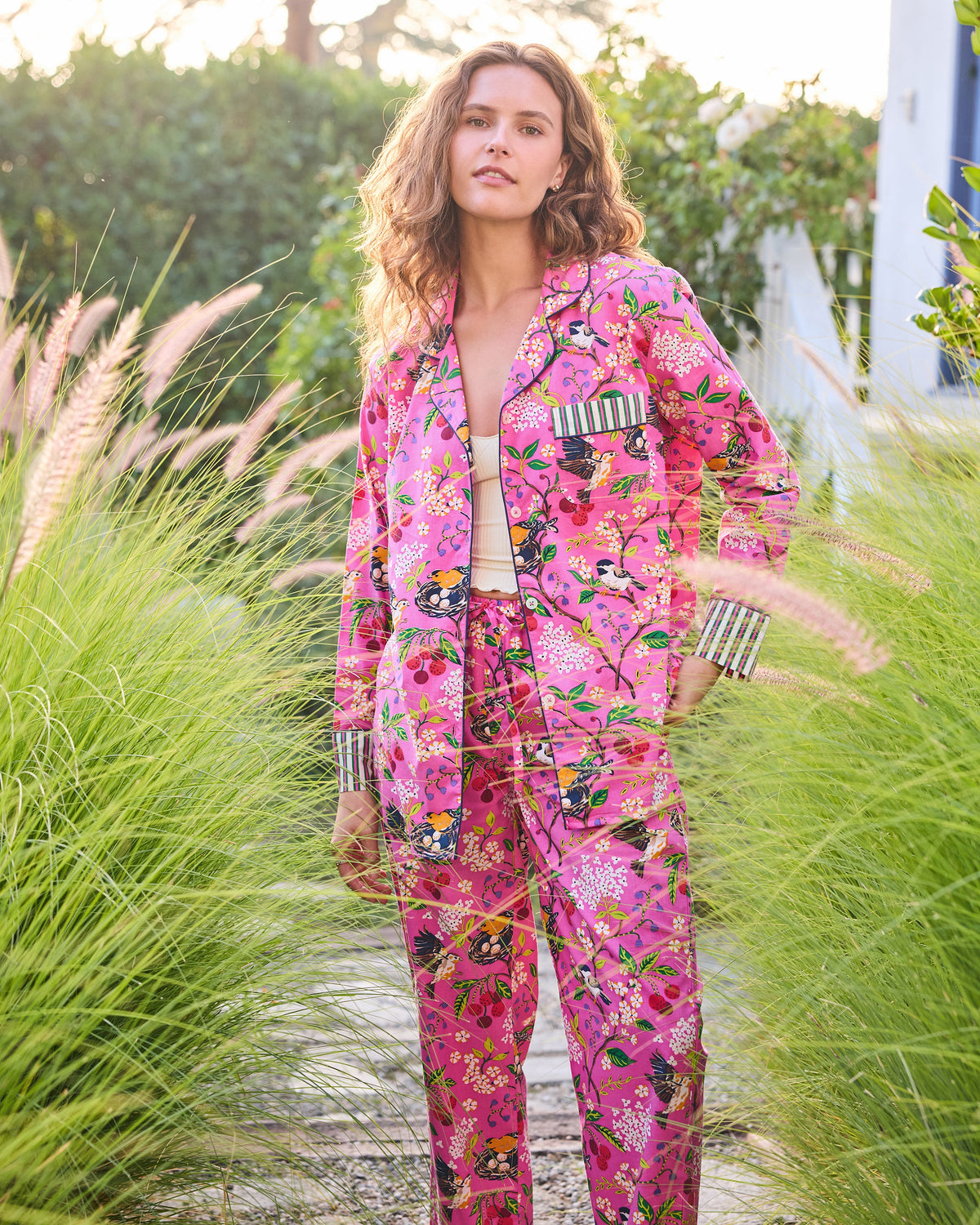 Bird & Blossom - Tall Long PJ Set - Fuchsia Berry