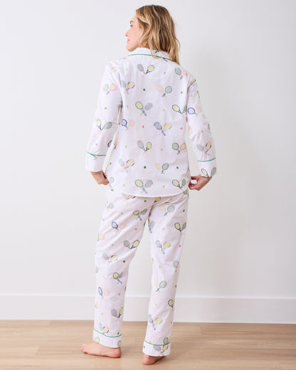 Embroidered Tennis Club - Long PJ Set - Cloud
