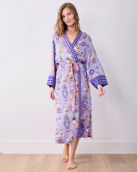 Fancy Dogs - Eco Satin Chic to Sleep Nightie & Robe Bundle - Lavender Glaze