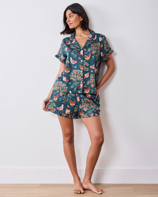 Hen House - Eco Satin Ruffle Set - Navy