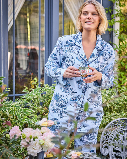 High Tea Toile - Long PJ Set - Notting Hill Blue