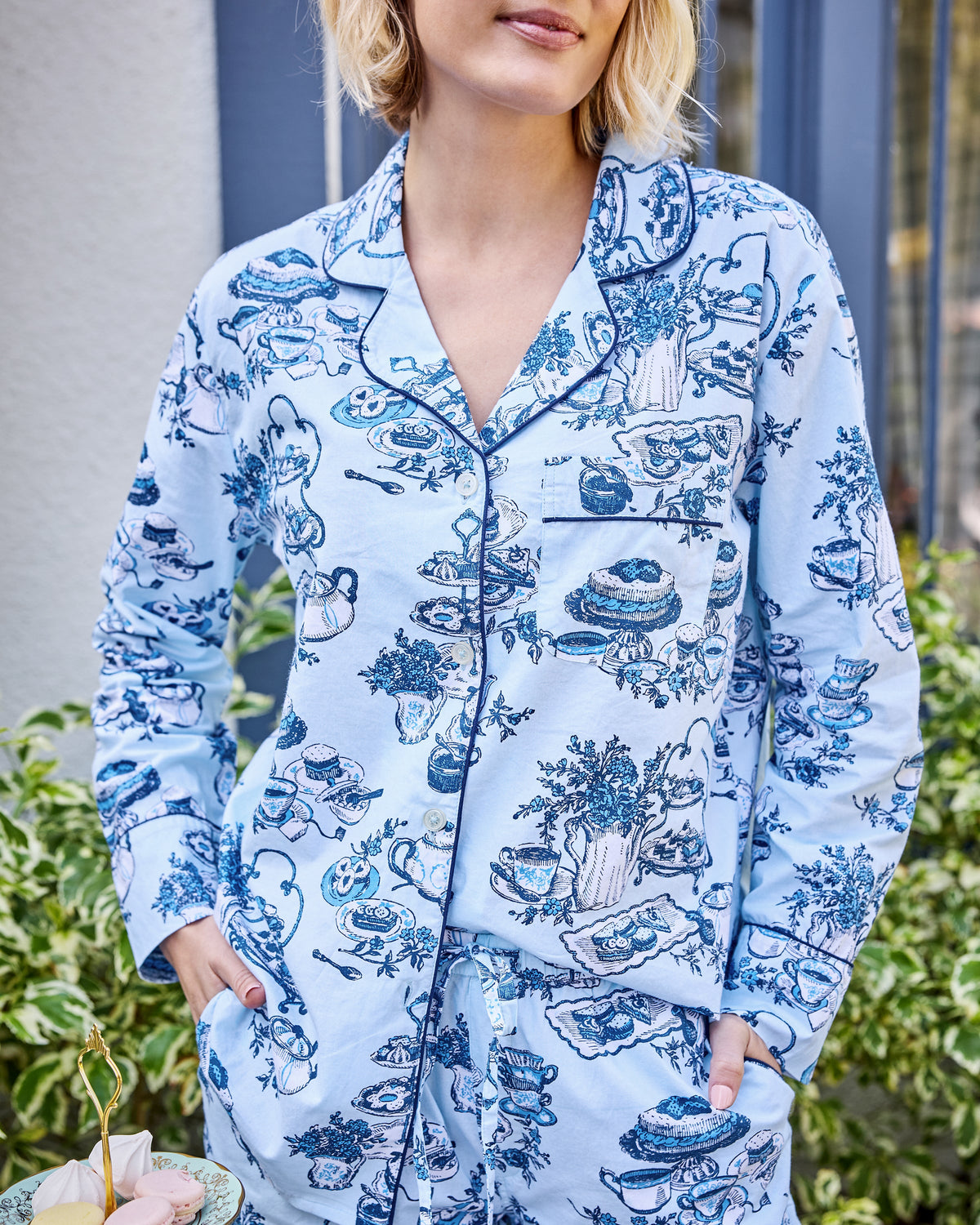 High Tea Toile - Long PJ Set - Notting Hill Blue