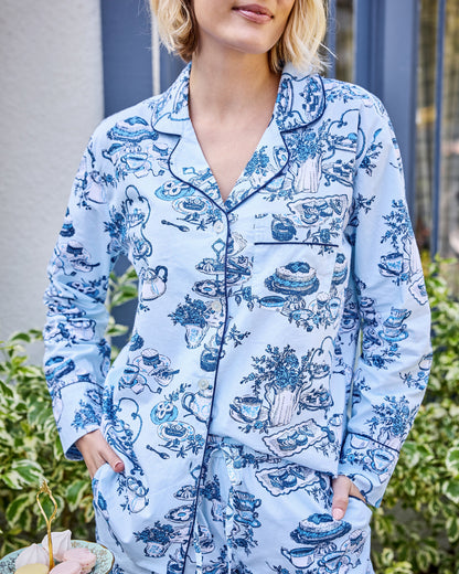 High Tea Toile - Long PJ Set - Notting Hill Blue