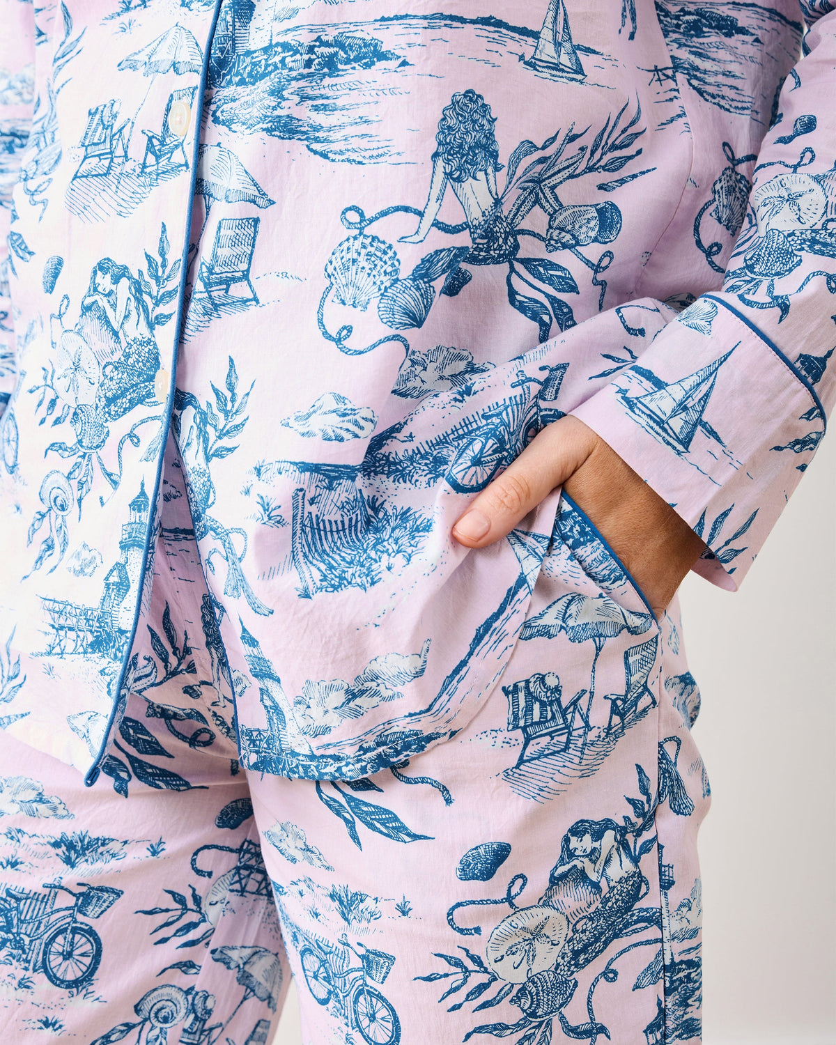 Mermaid Toile - Petite Long PJ Set - Blush