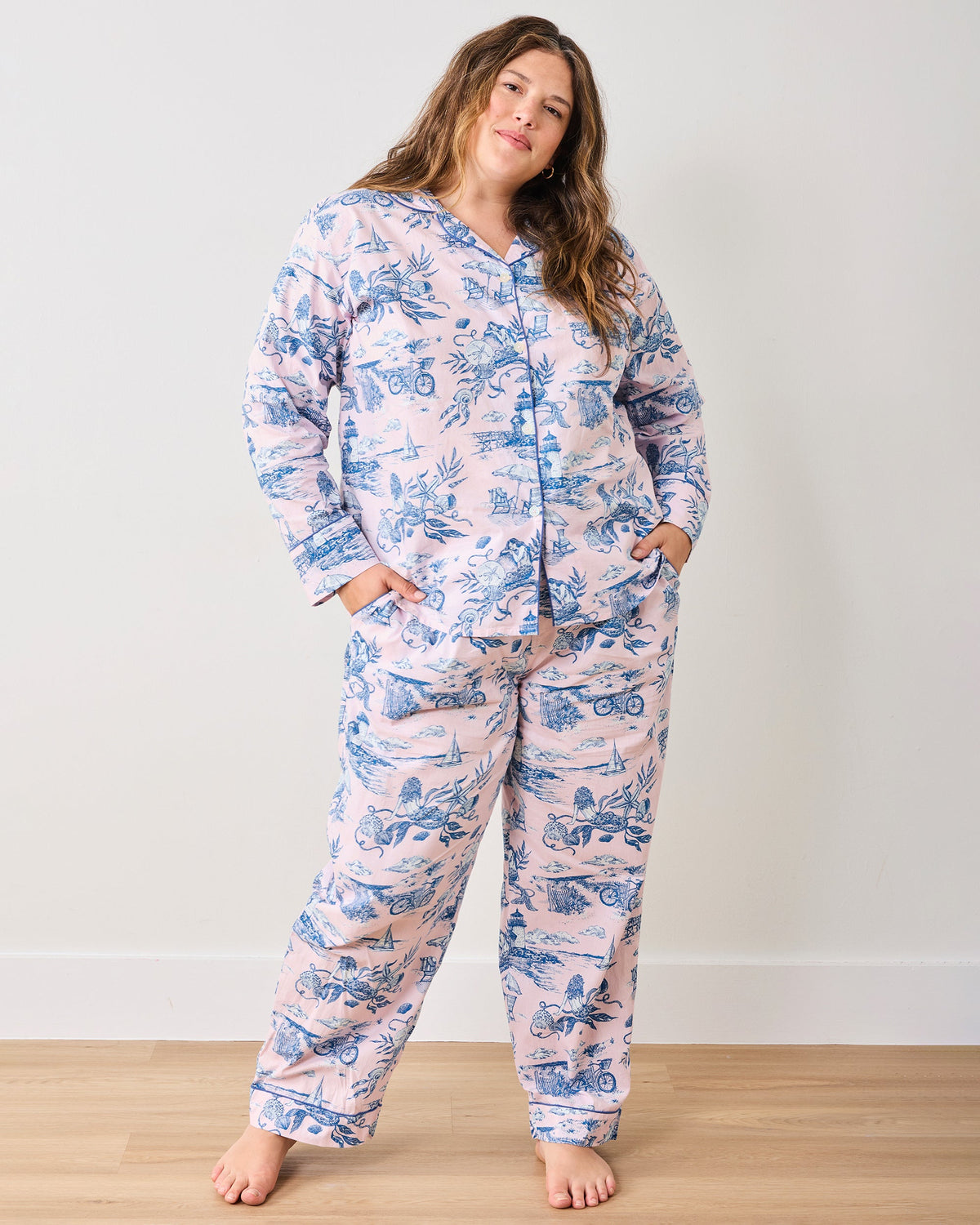 Mermaid Toile - Long PJ Set - Blush
