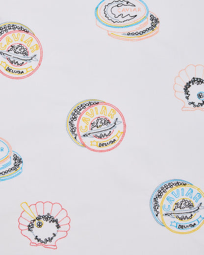 Embroidered Caviar Club - Everyday Button Down - Pearl