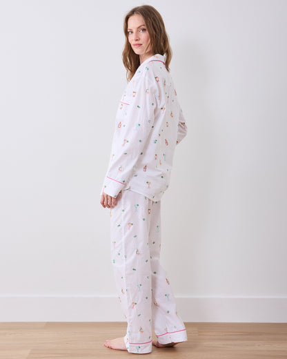 Embroidered Tequila Sunrise - Long PJ Set - Cloud