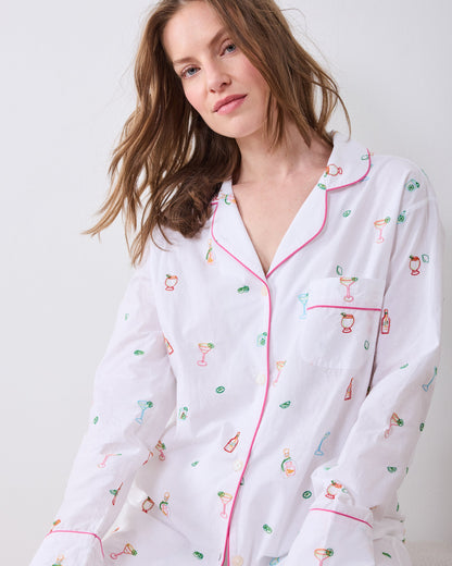 Embroidered Tequila Sunrise - Long PJ Set - Cloud