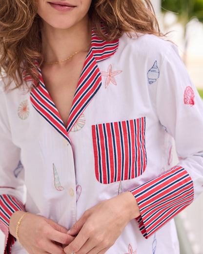 Embroidered Shells - Reese Boxer Set - Coastal Cloud