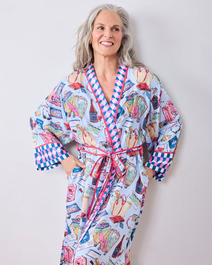 Emotional Baggage - Eco Satin Robe - Pale Blue