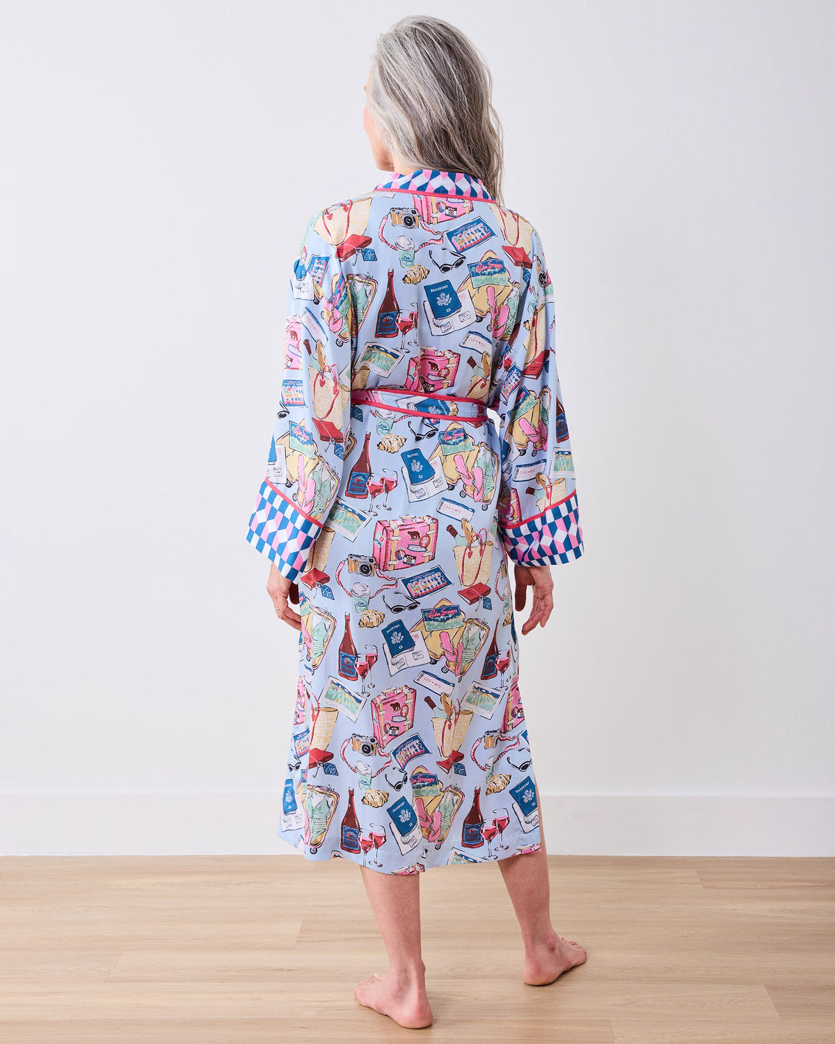 Emotional Baggage - Eco Satin Robe - Pale Blue