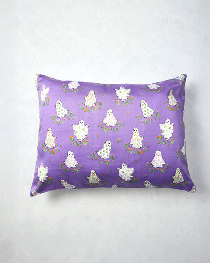 Gardening Ghosts - Eco Satin Pillowcase - Eerie Amethyst