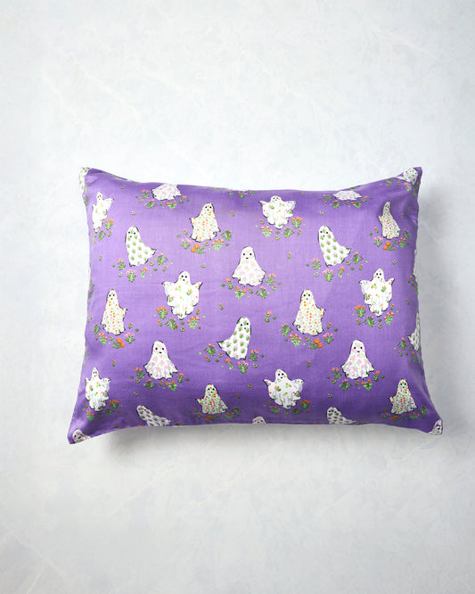 Gardening Ghosts - Eco Satin Pillowcase - Eerie Amethyst