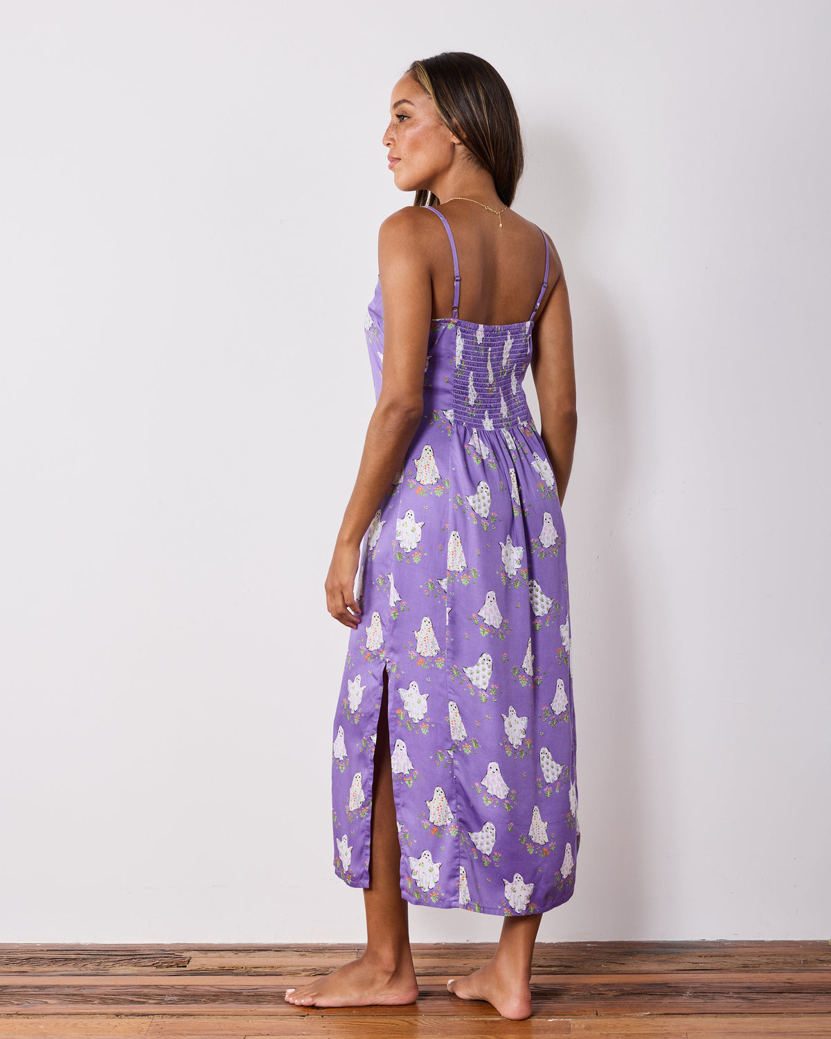 Gardening Ghosts - Eco Satin Robe & Chic to Sleep Nightie Bundle - Eerie Amethyst