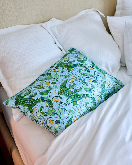 Gator Grove - Eco Satin Pillowcase - Blue Lagoon