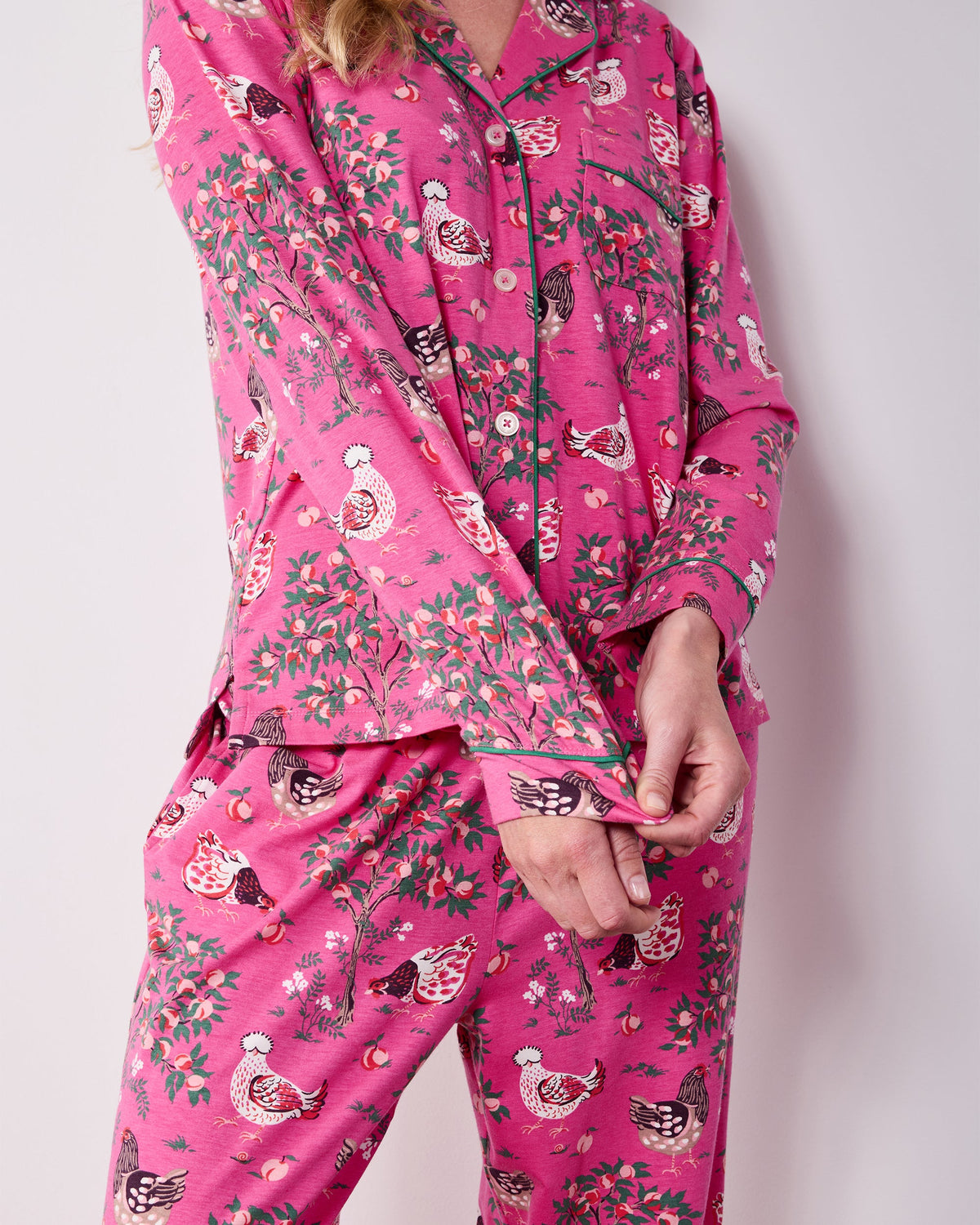 Hen House - Organic Cotton Modal Knit Long PJ Set - Rose Pop