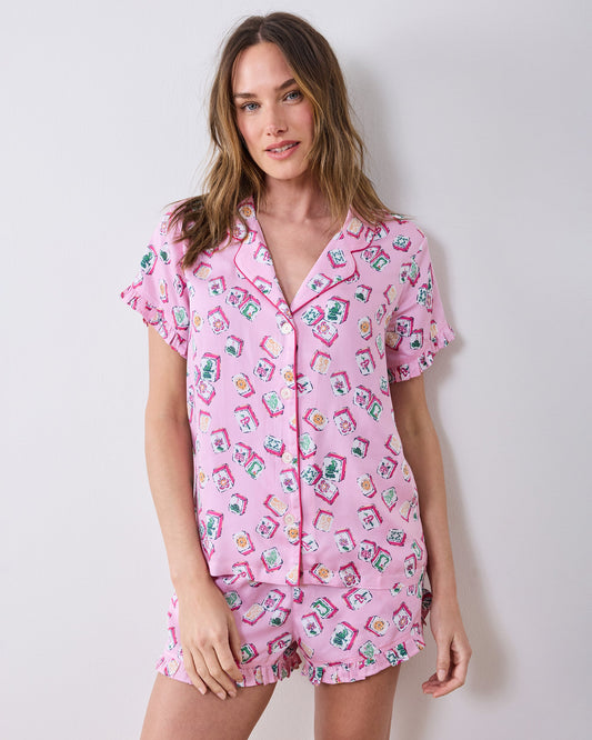 Lucky Tiles - Eco Satin Ruffle Set - Peony Pink