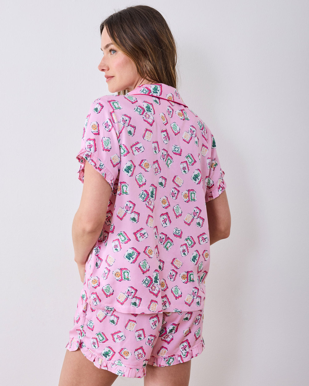 Lucky Tiles - Eco Satin Ruffle Set - Peony Pink