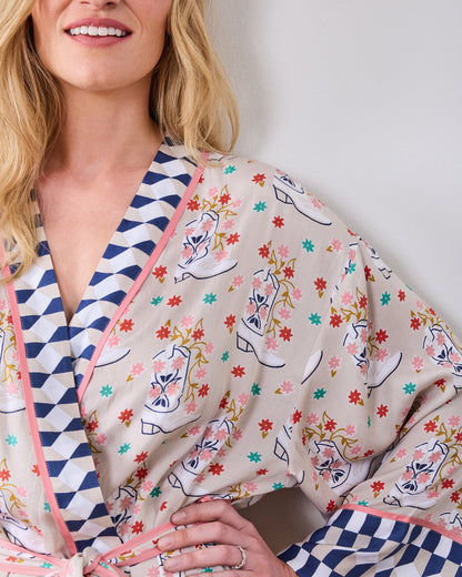 Rhinestone Cowgirl - Eco Satin Robe - Desert Sand