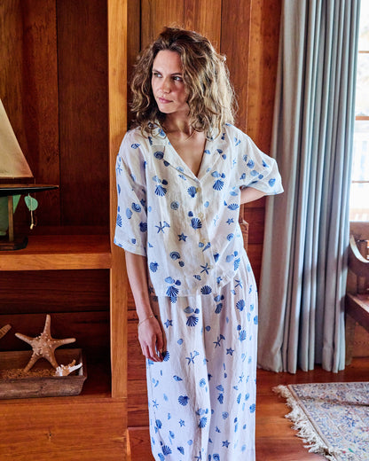 Scattered Shells - Linen Wildest Dreams Set - Blue Cloud