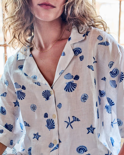 Scattered Shells - Linen Wildest Dreams Set - Blue Cloud